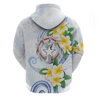 Northern Mariana Islands Chamorro Hoodie Plumeria Curves Style White Version