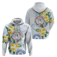 Northern Mariana Islands Chamorro Hoodie Plumeria Curves Style White Version