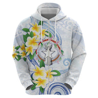 Northern Mariana Islands Chamorro Hoodie Plumeria Curves Style White Version
