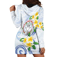 Northern Mariana Islands Chamorro Hoodie Dress Plumeria Curves Style White Version LT05 - Polynesian Pride