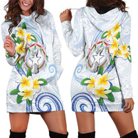Northern Mariana Islands Chamorro Hoodie Dress Plumeria Curves Style White Version LT05 - Polynesian Pride