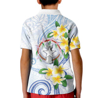 Northern Mariana Islands Chamorro Kid Polo Shirt Plumeria Curves Style White Version LT05 - Polynesian Pride