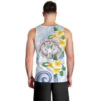 Northern Mariana Islands Chamorro Men Tank Top Plumeria Curves Style White Version LT05 - Polynesian Pride