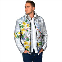 Northern Mariana Islands Chamorro Padded Jacket Plumeria Curves Style White Version LT05 - Polynesian Pride