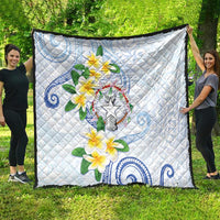 Northern Mariana Islands Chamorro Quilt Plumeria Curves Style White Version LT05 - Polynesian Pride