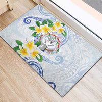 Northern Mariana Islands Chamorro Rubber Doormat Plumeria Curves Style White Version LT05 - Polynesian Pride
