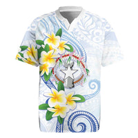 Northern Mariana Islands Chamorro Rugby Jersey Plumeria Curves Style White Version LT05 White - Polynesian Pride