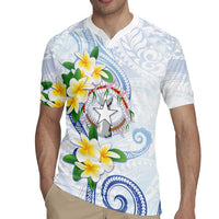 Northern Mariana Islands Chamorro Rugby Jersey Plumeria Curves Style White Version LT05 - Polynesian Pride