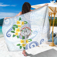 Northern Mariana Islands Chamorro Sarong Plumeria Curves Style White Version LT05 One Size 44 x 66 inches White - Polynesian Pride