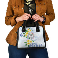 Northern Mariana Islands Chamorro Shoulder Handbag Plumeria Curves Style White Version LT05 - Polynesian Pride