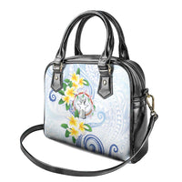 Northern Mariana Islands Chamorro Shoulder Handbag Plumeria Curves Style White Version LT05 - Polynesian Pride