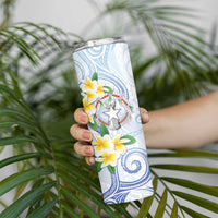 Northern Mariana Islands Chamorro Skinny Tumbler Plumeria Curves Style White Version LT05 - Polynesian Pride