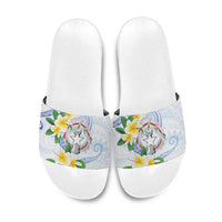 Northern Mariana Islands Chamorro Slide Sandals Plumeria Curves Style White Version LT05 White - Polynesian Pride