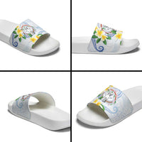 Northern Mariana Islands Chamorro Slide Sandals Plumeria Curves Style White Version LT05 - Polynesian Pride