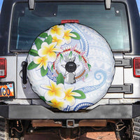 Northern Mariana Islands Chamorro Spare Tire Cover Plumeria Curves Style White Version LT05 White - Polynesian Pride