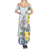 Northern Mariana Islands Chamorro Summer Maxi Dress Plumeria Curves Style White Version LT05 - Polynesian Pride