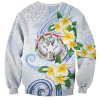 Northern Mariana Islands Chamorro Sweatshirt Plumeria Curves Style White Version LT05 - Polynesian Pride