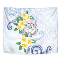 Northern Mariana Islands Chamorro Tapestry Plumeria Curves Style White Version LT05 - Polynesian Pride
