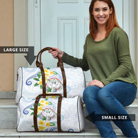 Northern Mariana Islands Chamorro Travel Bag Plumeria Curves Style White Version LT05 - Polynesian Pride
