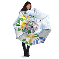 Northern Mariana Islands Chamorro Umbrella Plumeria Curves Style White Version LT05 - Polynesian Pride