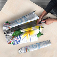 Northern Mariana Islands Chamorro Umbrella Plumeria Curves Style White Version LT05 - Polynesian Pride
