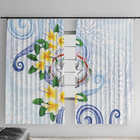 Northern Mariana Islands Chamorro Window Curtain Plumeria Curves Style White Version LT05 With Hooks White - Polynesian Pride