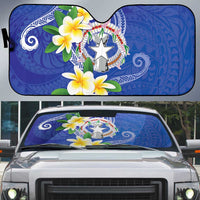 Northern Mariana Islands Chamorro Auto Sun Shade Plumeria Curves Style Navy Version LT05 Navy - Polynesian Pride