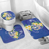 Northern Mariana Islands Chamorro Bathroom Set Plumeria Curves Style Navy Version LT05 Mat Set Only (3 pcs) One Size Navy - Polynesian Pride