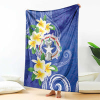 Northern Mariana Islands Chamorro Blanket Plumeria Curves Style Navy Version LT05 - Polynesian Pride