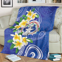 Northern Mariana Islands Chamorro Blanket Plumeria Curves Style Navy Version LT05 - Polynesian Pride