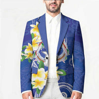 Northern Mariana Islands Chamorro Blazer Plumeria Curves Style Navy Version LT05 - Polynesian Pride