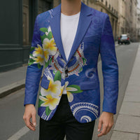 Northern Mariana Islands Chamorro Blazer Plumeria Curves Style Navy Version LT05 - Polynesian Pride