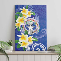 Northern Mariana Islands Chamorro Canvas Wall Art Plumeria Curves Style Navy Version LT05 - Polynesian Pride