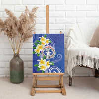 Northern Mariana Islands Chamorro Canvas Wall Art Plumeria Curves Style Navy Version LT05 - Polynesian Pride