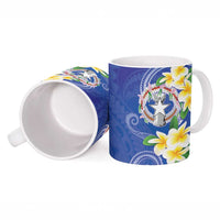 Northern Mariana Islands Chamorro Ceramic Mug Plumeria Curves Style Navy Version LT05 - Polynesian Pride