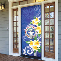 Northern Mariana Islands Chamorro Door Cover Plumeria Curves Style Navy Version