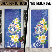 Northern Mariana Islands Chamorro Door Cover Plumeria Curves Style Navy Version