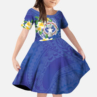 Northern Mariana Islands Chamorro Family Matching Tank Maxi Dress and Hawaiian Shirt Plumeria Curves Style Navy Version