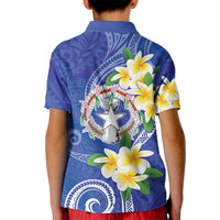Northern Mariana Islands Chamorro Kid Polo Shirt Plumeria Curves Style Navy Version LT05 - Polynesian Pride