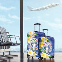 Northern Mariana Islands Chamorro Luggage Cover Plumeria Curves Style Navy Version LT05 - Polynesian Pride