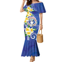 Northern Mariana Islands Chamorro Mermaid Dress Plumeria Curves Style Navy Version LT05 Women Navy - Polynesian Pride
