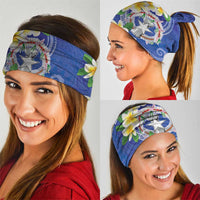 Northern Mariana Islands Chamorro Neck Gaiter Plumeria Curves Style Navy Version LT05 - Polynesian Pride