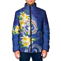 Northern Mariana Islands Chamorro Padded Jacket Plumeria Curves Style Navy Version LT05 Men Navy - Polynesian Pride