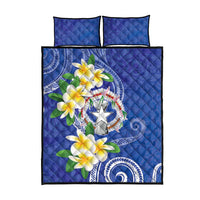 Northern Mariana Islands Chamorro Quilt Bed Set Plumeria Curves Style Navy Version LT05 - Polynesian Pride