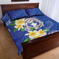 Northern Mariana Islands Chamorro Quilt Bed Set Plumeria Curves Style Navy Version LT05 - Polynesian Pride