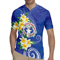 Northern Mariana Islands Chamorro Rugby Jersey Plumeria Curves Style Navy Version LT05 - Polynesian Pride