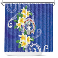 Northern Mariana Islands Chamorro Shower Curtain Plumeria Curves Style Navy Version LT05 Navy - Polynesian Pride