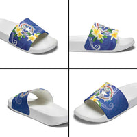 Northern Mariana Islands Chamorro Slide Sandals Plumeria Curves Style Navy Version LT05 - Polynesian Pride