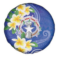 Northern Mariana Islands Chamorro Spare Tire Cover Plumeria Curves Style Navy Version LT05 - Polynesian Pride