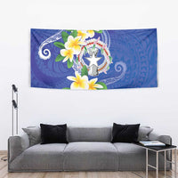 Northern Mariana Islands Chamorro Tapestry Plumeria Curves Style Navy Version LT05 - Polynesian Pride